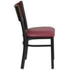 Flash Furniture HERCULES Series Black Slat Back Metal Restaurant Chair - Mahogany Wood Back & Burgundy Vinyl Seat-Mahogany Wood Slat Back Design