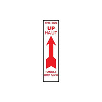 Handling Label, "This Side Up Handle with Care", Bilingual, 1-3/4" x 7", 500 Pack-Dimensions: 1-3/4" x 7"