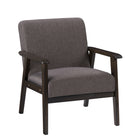 CorLiving LTS-101-C Greyson Wood Armchair in Charcoal Brown-Plush cushioning for comfort and support