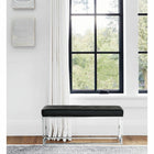 Plata Decor Cisne Chrome Bench with Leather Top - Black-Weight Capacity: 250 lbs