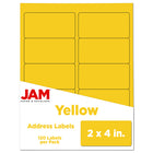 JAM Paper Standard Mailing Shipping Address Labels - 2" x 4" - Yellow - 120 Pack -English only packaging