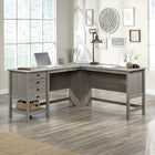 Sauder 65"W Cottage Road L-Desk - Mystic Oak- Lower shelf for additional storage of books, binders, or an organizing bin