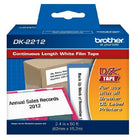 Brother DK2212 Continuous Length Film Tape - 2.4" x 50' (62 mm x 15.2 m) - Black/White-Black on White