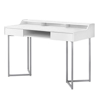 Monarch Specialties 7361 48" Computer Desk - White/Silver Metal-2 storage drawers with a push-in mechanism and one open concept middle shelf