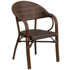 Flash Furniture Milano Series Cocoa Rattan Restaurant Patio Chair with Bamboo-Aluminum Frame-Stacks up to 9 Chairs High