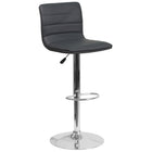 Flash Furniture Contemporary Grey Vinyl Adjustable Height Barstool with Horizontal Stitch Back & Chrome Base-Mid-Back Design