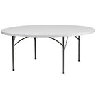 Flash Furniture 72" Round Granite Plastic Folding Table - White-Ready To Use Commercial Table