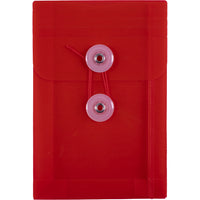 JAM Paper Plastic Envelopes with Button and String Tie - Open End - 4.25" x 6.25" - Pink - 12 Pack -Colour: Pink 