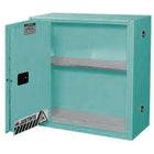 Justrite Sure-Grip Ex Acid/Corrosive Storage Cabinets, Sliding Door, Self-Closing, 43" x 18" x 44"-Poly liners on shelves and poly sump liner are removable for easy cleaning