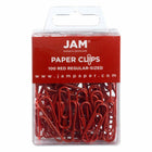 JAM Paper Colored Standard 1" Paper Clips - Red - 2 Packs of 100-Color: Red