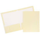 JAM Paper 2 Pocket Laminated Glossy Presentation Folders, Ivory, 25 Pack-Ivory Glossy Cardstock Folders