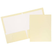 JAM Paper 2 Pocket Laminated Glossy Presentation Folders, Ivory, 25 Pack-Ivory Glossy Cardstock Folders