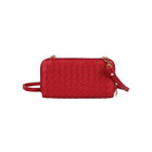Karla Hanson RFID Blocking Ellie Woven Crossbody Phone Wallet, Red-1 inner zipper pocket,