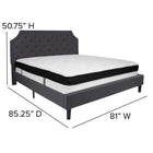 Flash Furniture Brighton King Size Tufted Upholstered Platform Bed with Memory Foam Mattress - Dark Grey Fabric-Dark Grey Fabric Upholstery