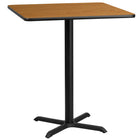 Flash Furniture 36'' Square Laminate Table Top, Natural with 30'' x 30'' Bar-Height Table Base (XUNT3636T3030B)-Bar Height Hospitality Table