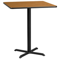 Flash Furniture 36'' Square Laminate Table Top, Natural with 30'' x 30'' Bar-Height Table Base (XUNT3636T3030B)-Bar Height Hospitality Table