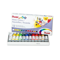 Pentel Arts Water Colours - Assorted - 12 Pack-Rich colours spread and blend easily to create dramatic to subtle hues