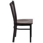 Flash Furniture HERCULES Series Black Vertical Back Metal Restaurant Chair - Walnut Wood Seat - 2 Pack-Walnut Finished Wood Seat