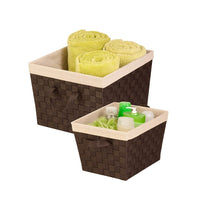 Honey Can Do 2 Piece Woven Basket Set, Espresso-Sturdy 4mm powder coated wire iron frame resists bending and breakage
