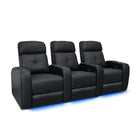 Valencia Verona Top Grain Leather Home Theatre Power Recliner, 3-Seats, Black (3-BLK-P-R)-Smooth Power Recliner