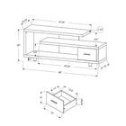 Monarch Specialties 2575 Tv Stand - 60"L/Black/Grey Top With 1 Drawer-Art-Deco inspired TV Stand