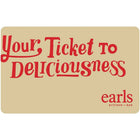 Earls Restaurants $50 Gift Card-Air Miles cannot be collected on Gift Card purchases.