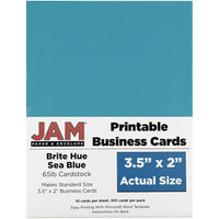 JAM Paper Two Sided Printable Business Cards, 2 x 3.5, Bright Hue, Sea Blue Recycled, 500 Pack (22128341g)-Size: 3.5" x 2"