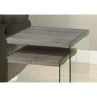Monarch Specialties 3053 Nesting Table - Dark Taupe/Tempered Glass - 2 Pack-Sturdy and thick tempered glass base