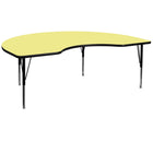 Flash Furniture 48''W x 72''L Kidney Shaped Activity Table with Thermal Fused Top and Height Adjustable Pre-School Legs, Yellow-Yellow Laminate