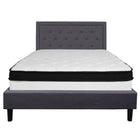 Flash Furniture Roxbury Queen Size Tufted Upholstered Platform Bed with Pocket Spring Mattress - Dark Grey Fabric-Queen Platform Bed and Mattress Set