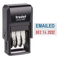 Trodat Printy ''Emailed'' Mini Dater - Self-Inking - English - Date - Blue/Red Ink-Message is "Emailed"/date space in red/blue ink