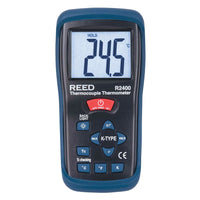 REED R2400-NIST Type K Thermocouple Thermometer, -50 to 1300-degreeC and 223 to 2000 Kelvin-Quick responding, displays temperature in Celsius, Fahrenheit and Kelvin.