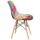 Flash Furniture Elon Series Milan Patchwork Fabric Chairs with Wooden Legs - 2 Pack-Back Width: 12-17"