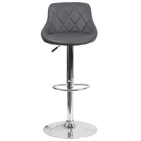 Flash Furniture Contemporary Grey Vinyl Bucket Seat Adjustable Height Barstool with Chrome Base-Contemporary Style Stool
