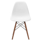 Nicer Furniture Eiffel Style Side Chair with Walnut Wood Legs - White - 4 Pack-Straight wooden dowel legs with floor protectors for hardwood floor
