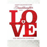 Rosedale Gold Greeting Cards/Envelopes - Happy Valentine's Day Granddaughter - 5-1/2" x 8" - 6 Pack-Printed on premium uncoated card stock