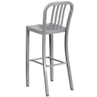 Flash Furniture 30" High Silver Metal Indoor-Outdoor Barstool with Vertical Slat Back-Silver Powder Coat Finish