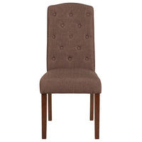 Flash Furniture HERCULES Grove Park Series Brown Fabric Tufted Parsons Chair-Mid-Century Style