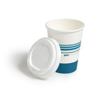 Perk Paper Cup & Lid Combo - 12 Oz. - White Blue - 50 Pack-Comes in white with blue accents and made of paper