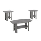 Monarch Specialties 7925P Table Set - 3Pcs Set/Grey-Coffee Table : 16 x 36 x 22 End Table : 20 x 20 x 20