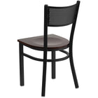 Flash Furniture HERCULES Series Black Grid Back Metal Restaurant Chair - Walnut Wood Seat - 2 Pack-.625" Thick Plywood Seat