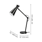 Eglo Sonresa Desk Lamp, 26", Black & Chrome Finish-Bulb required: 1 x 60W A19, Not Included