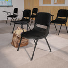 Flash Furniture Black Padded Ergonomic Shell Chair with Right Handed Flip-Up Tablet Arm-Black Padded Seat and Back