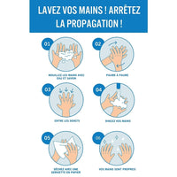 Mark Maker French Re-Stick Cling Vinyl for Glass 12" x 18" - Lavez Vos Mains! Arretez La Diffusion!-French Re-Stick Cling Vinyl for Glass