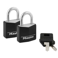 Master Lock 30mm Wide Covered Aluminum Padlock, Keyed A-Like, 2 Pack-Padlock
