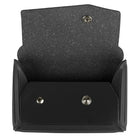 JAM Paper Italian Leather Business Card Holder Case with Angular Flap - Black-Colour: Black