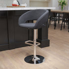 Flash Furniture Contemporary Charcoal Fabric Adjustable Height Barstool with Rounded Mid-Back & Chrome Base-Seat Adjusts from Counter to Bar Height