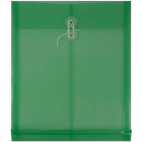 JAM Paper Plastic Envelopes with Button and String Tie Closure, Letter Open End, 9.75 x 11.75, Green Poly, 12 Pack (118B1GR)-Green