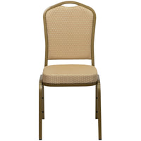 Flash Furniture HERCULES Series Crown Back Stacking Banquet Chair in Beige Patterned Fabric - Gold Frame-Multipurpose Banquet Chair