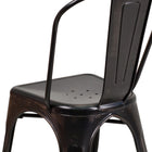 Flash Furniture Black-Antique Gold Metal Indoor-Outdoor Stackable Chair-Drain Holes in Seat